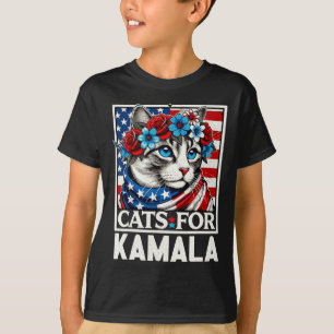 Ladys for Kamala Funny Cat 2024 Präsident Kamala-K T-Shirt