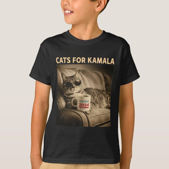 Ladys for Kamala Funny Cat 2024 Präsident Kamala T-Shirt (Vorderseite)