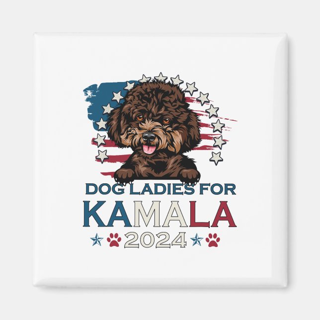 Ladys for Kamala Harris 2024 Poodle Dog America Magnet (Vorne)