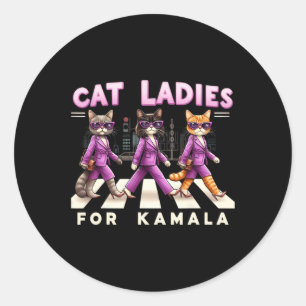 Ladys for Kamala Voting Kamala Harris 2024 Cat Lo Runder Aufkleber