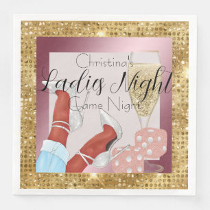 Ladys Game Night Pink Dice & Gold Diamonds Serviette