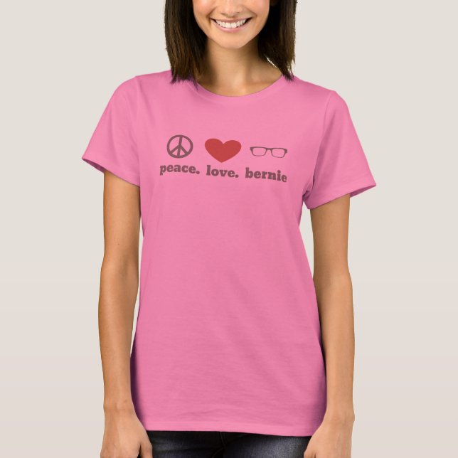 Ladys Gefärbte Krawatte Peace Liebe Bernie T-Shirt (Vorderseite)