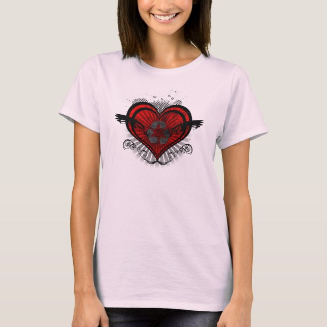 Ladys Gerecycelt Heart T-Shirt (Vorderseite)