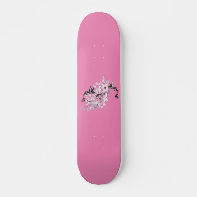Ladys & Girls Skateboard Floral Hummingbirds Pink (Vorne)