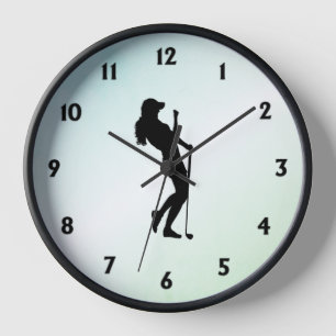 Ladys Golf Green Wall Clock Square Uhr