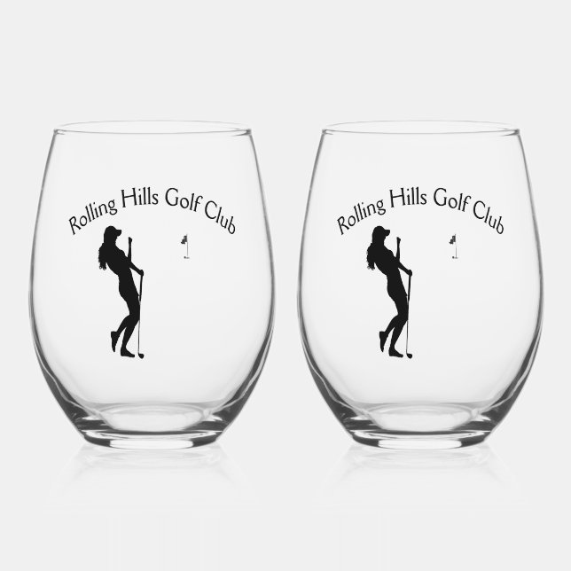 Ladys Golf Hole in einem persönlichen Weinglas Ohne Stiel (Vorderseite)