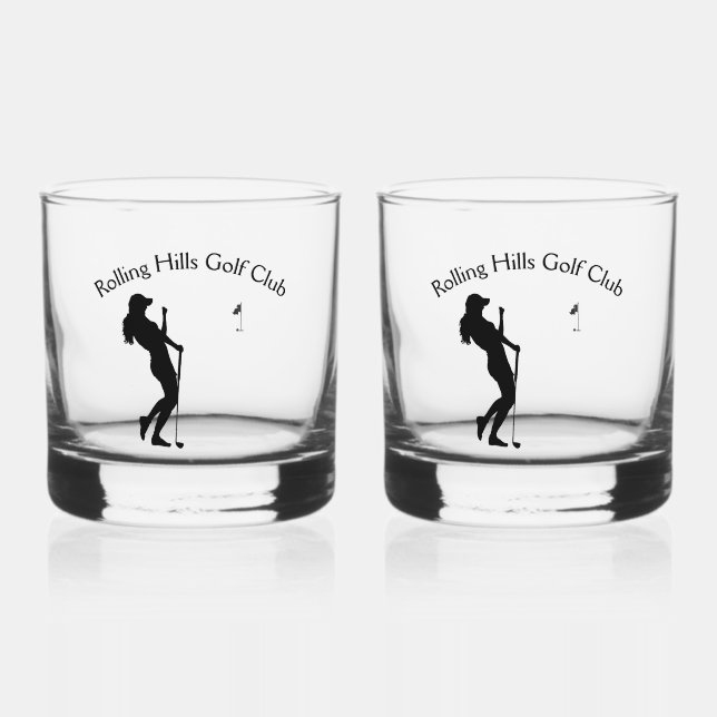 Ladys Golf Hole in einem persönlichen Whiskyglas (Vorderseite)