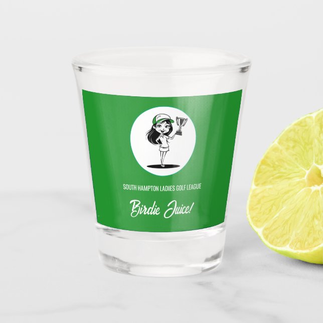 Ladys Golf League Birdie Juice Schnapsglas (Vorderseite)