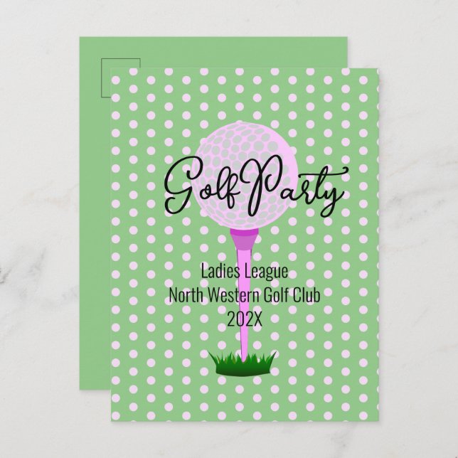 Ladys Golf League Golf Party Einladung Postcard Postkarte (Vorne/Hinten)