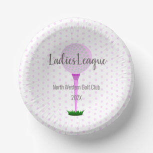 Ladys Golf League Pink Dot Party Bowl Pappteller