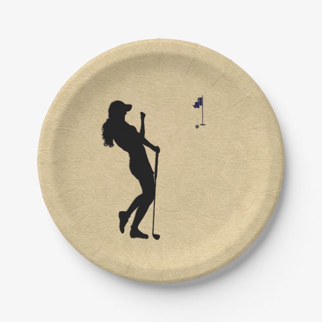 Ladys Golf Leather Look Pappteller (Vorderseite)