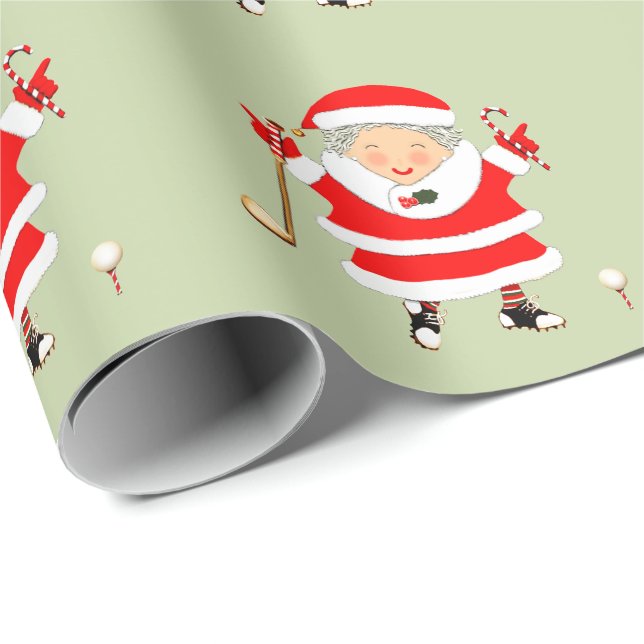 Ladys Golf Weihnachtsgeschenk Geschenkpapier (Rolleneckpunkt)