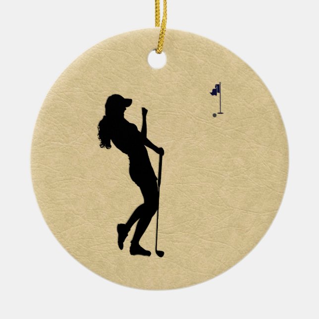 Ladys Golfer Keramik Ornament (Vorne)