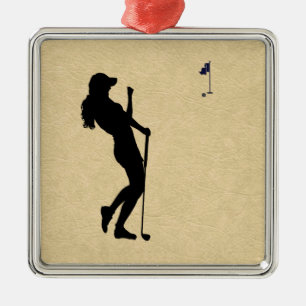 Ladys Golfer Ornament Aus Metall