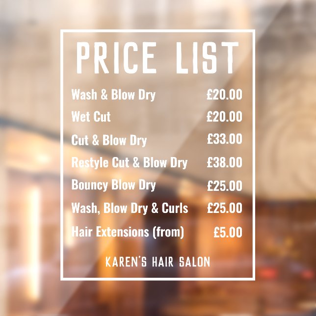 Ladys Hair Salon Friseur Fensteraufkleber (Blatt 2)