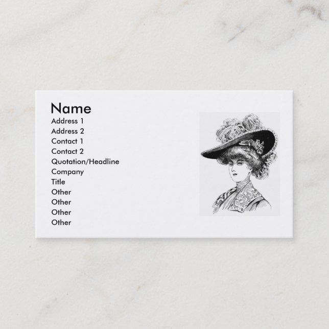 Ladys' Hat Business Card Visitenkarte (Vorderseite)