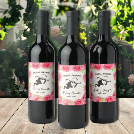 Lady's Hat & Rose Derby Brautparty Wine Labels Weinetikett