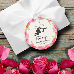 Lady's Hat Wasserfarbe Rose Derby Brautparty Geschenkanhänger
