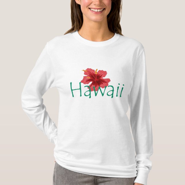 Ladys Hawaii Hibiskus Blume hoodie T-Shirt (Vorderseite)