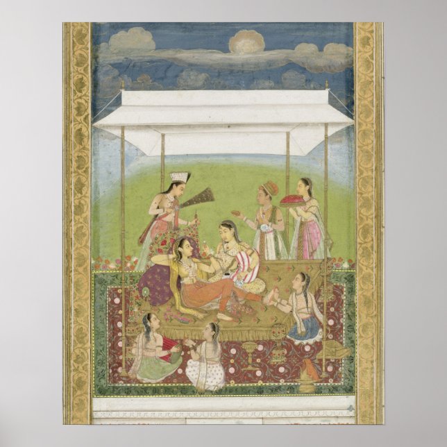 Ladys hören Musik in einem Garten, vom Sm Poster (Vorne)