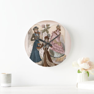 Ladys in Gowns Vintage Modeerscheinung Große Wanduhr