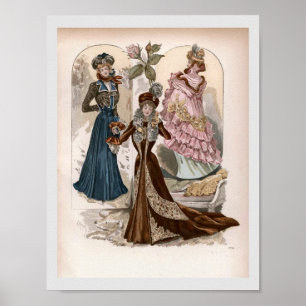 Ladys in Gowns Vintage Modeerscheinung Poster