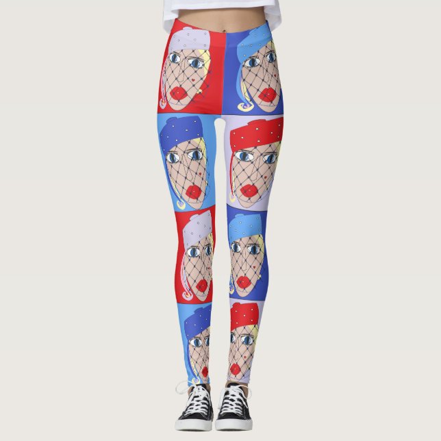 Ladys ın Pilbox Hat Design Leggings (Vorderseite)