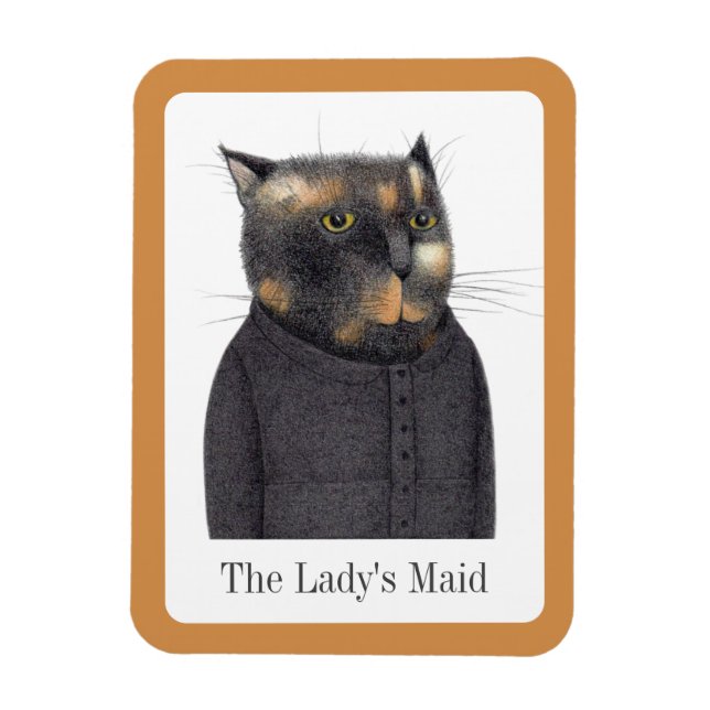 LADY'S MAID CAT 3x4 Flexible Magnet + Text (Vertikal)