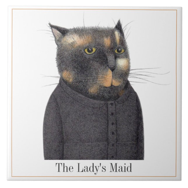 LADY'S MAID CAT 6" Square Keramik Tile + Text Fliese (Vorderseite)