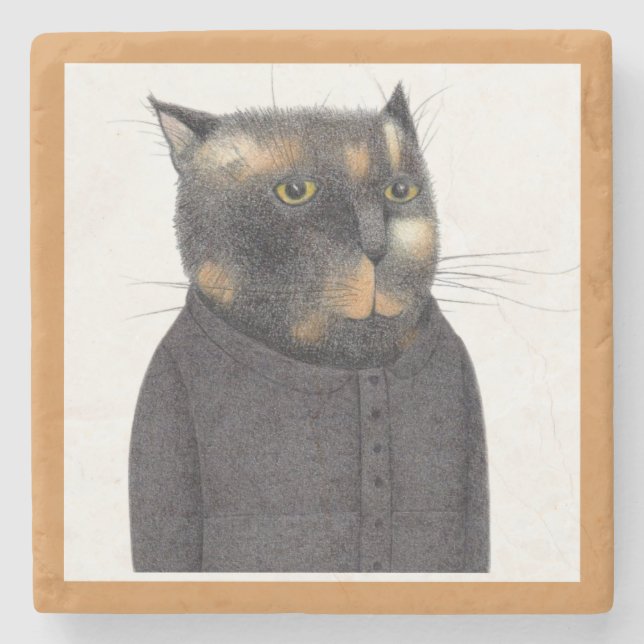 LADY'S MAID CAT Marble Stone Untersetzer (Vorderseite)