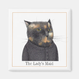 LADY'S MAID CAT Square Magnet + Text II