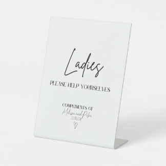 Ladys Modern Wedding Bad Basket Zeichen Sockelschild