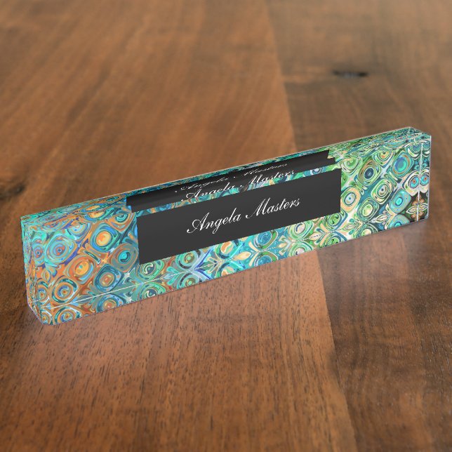 Ladys Monogram Modern Abstrakt Namensplakette (Seite)