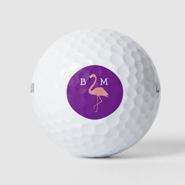 Ladys Monogram Pink Flamingo Thema Golfball (Vorderseite)