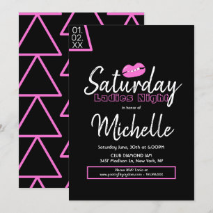 Ladys Night Birthday Party Rosa Schwarze Lippen Einladung