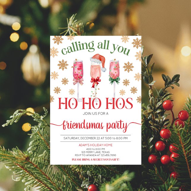 Ladys Night Christmas Party Einladung (Calling All You Ho Ho Hos Ladies Night Friendsmas Christmas Party Invitation)