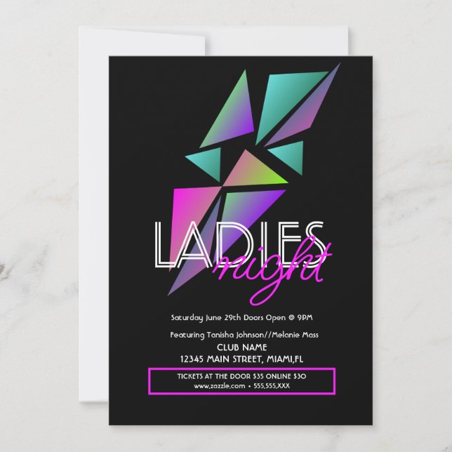 Ladys Night Club Bar Fraktal Flyer Einladung (Vorderseite)