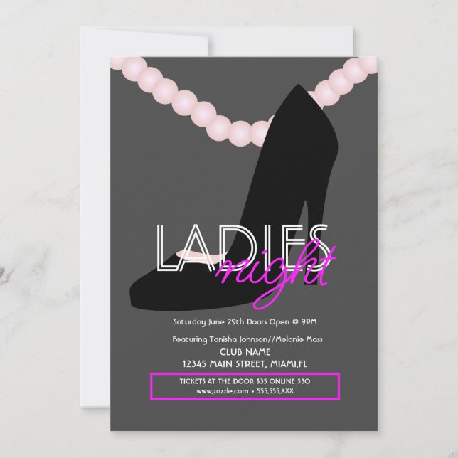 Ladys Night Club Bar Heel Pearls Flyer Einladung (Vorderseite)