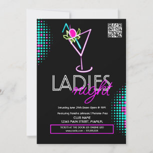 Ladys Night Club Cocktail Neon Flyer Einladung