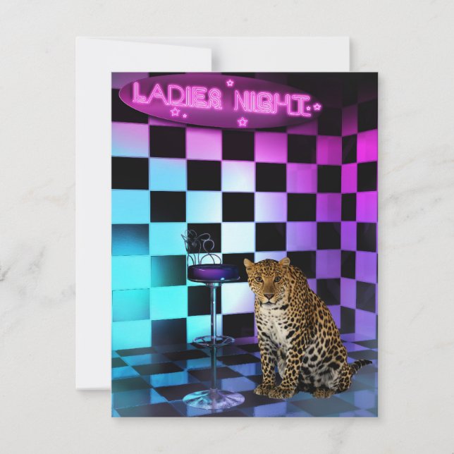 Ladys Night Club Leopard Event Party Einladung (Vorderseite)