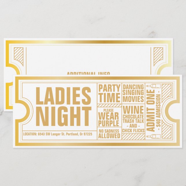 Ladys Night Invitation - Vollständig anpassbarer T Einladung (Vorne/Hinten)