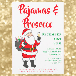 Ladys Night Pajamas & Prosecco Party Santa Einladung