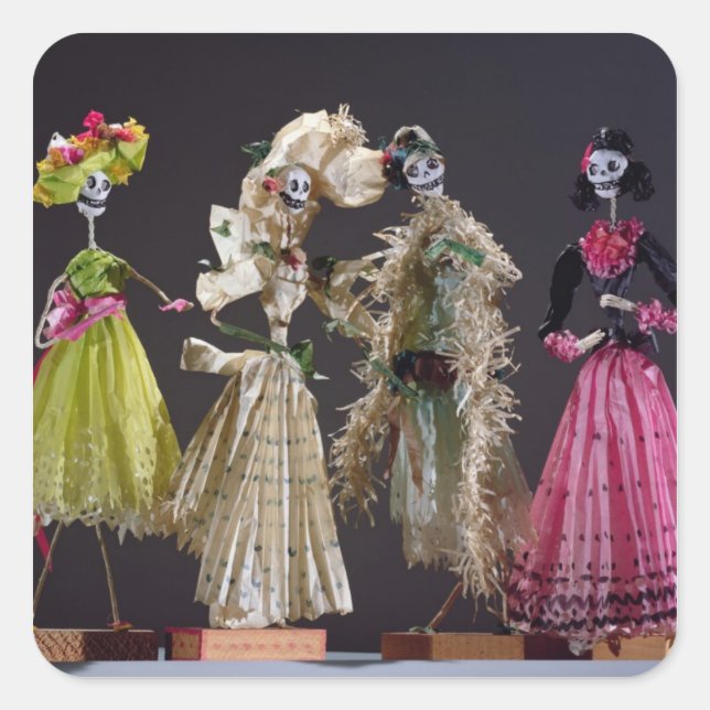 Ladys of the Day of the Dead, aus Oaxaca Quadratischer Aufkleber (Vorderseite)