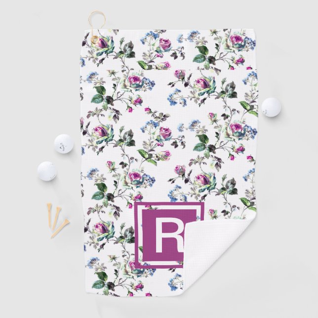 Ladys Personalisiert Floral Monogram Golf Handtuch (Insitu)