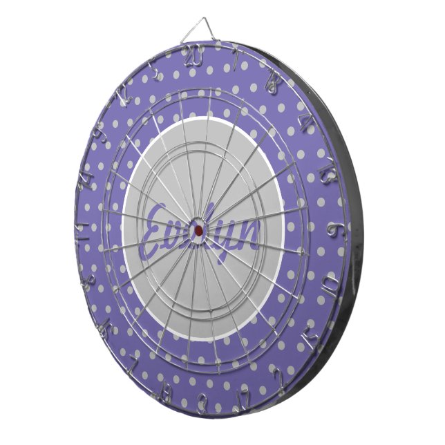 Ladys' Personalisiert Polka Dot Dartboard (Lavende Dartscheibe (Vorderseite rechts)