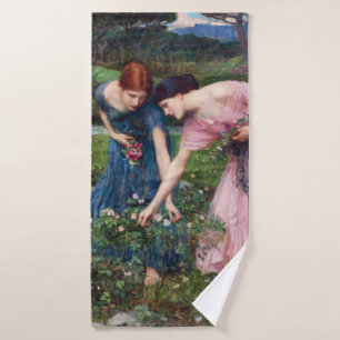 Ladys Picking Rose, John William Waterhouse Badehandtuch