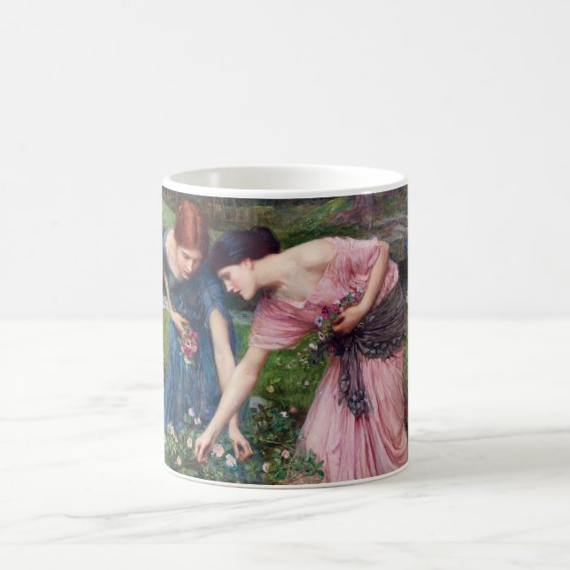 Ladys Picking Rose, John William Waterhouse Kaffeetasse (Mittel)