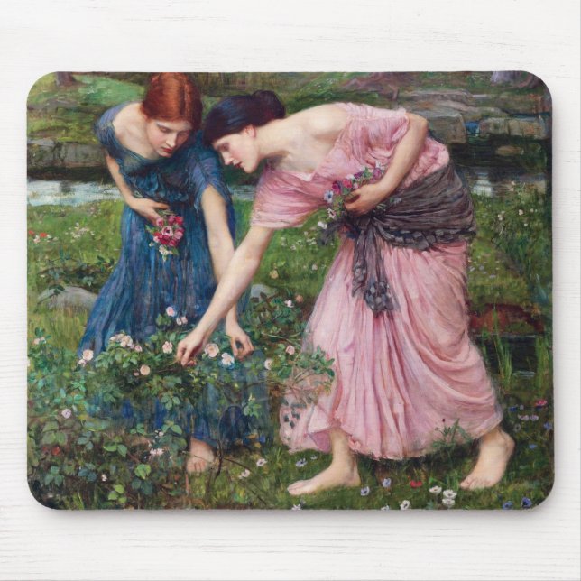Ladys Picking Rose, John William Waterhouse Mousepad (Vorne)