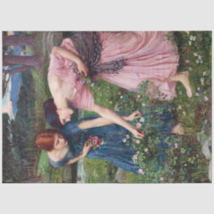 Ladys Picking Rose, John William Waterhouse Seidenpapier