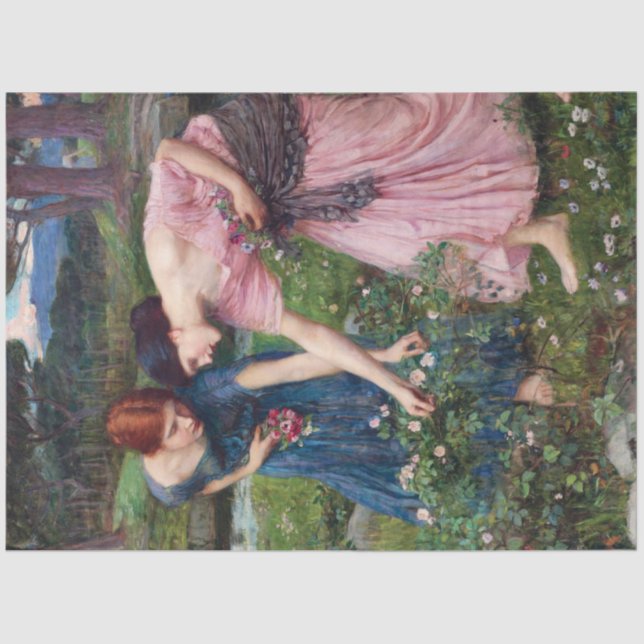 Ladys Picking Rose, John William Waterhouse Seidenpapier (Vorderseite)